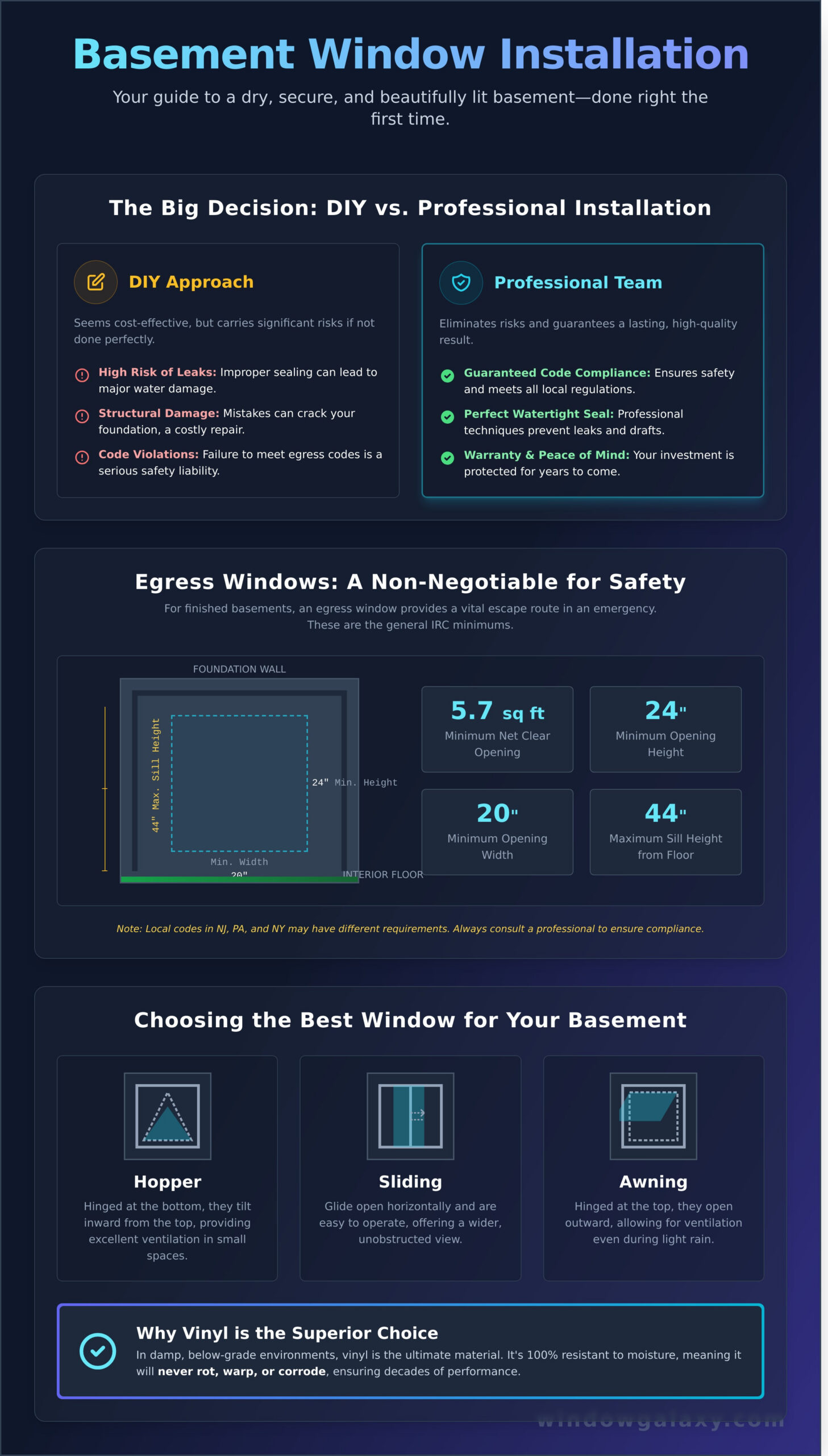 How to Install New Basement Windows: A Complete Guide - Infographic